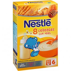 NESTLE papilla 8 cereales con miel paquete 600 grs